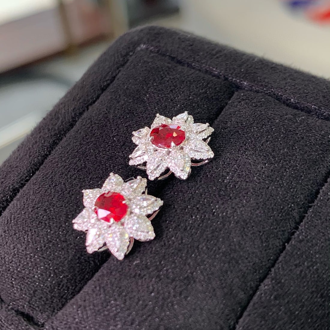 14k Gold 1.41 Ctw Natural Ruby & Diamond Earrings - 4