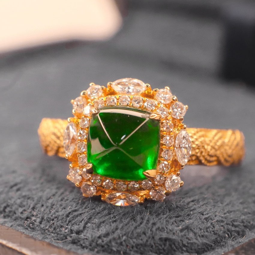 14k Gold 1.70 Ctw Vivid Green Natural Emerald & Diamond Ring - 3