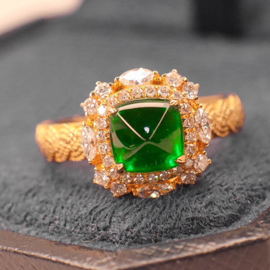 14k Gold 1.70 Ctw Vivid Green Natural Emerald & Diamond Ring - 4