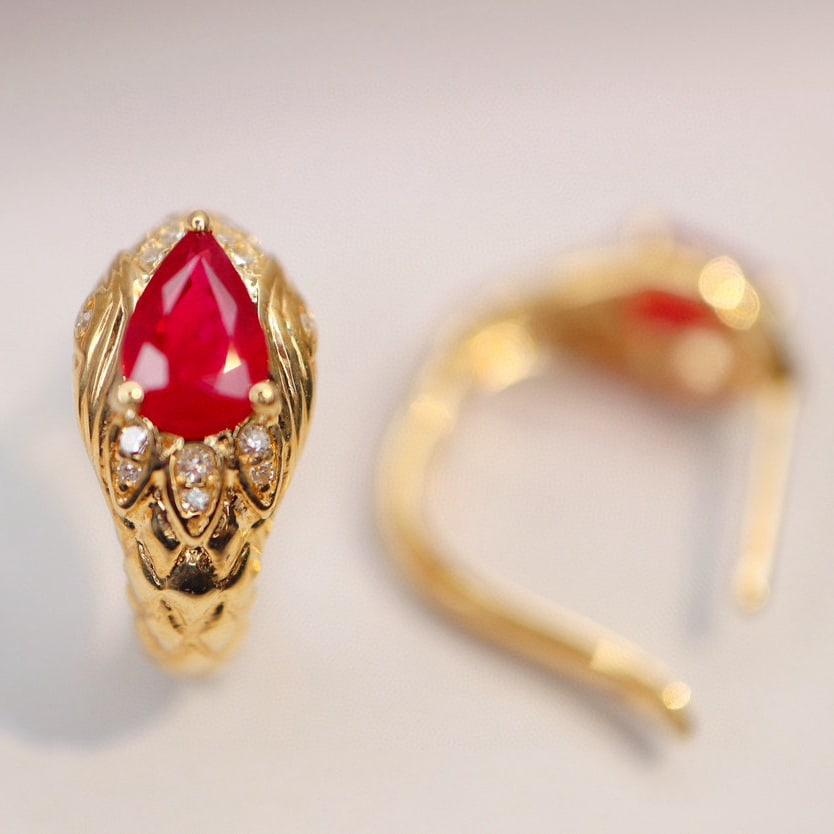 14k Gold 1.31 Ctw Natural Ruby & Diamond Earrings (1 of 5)