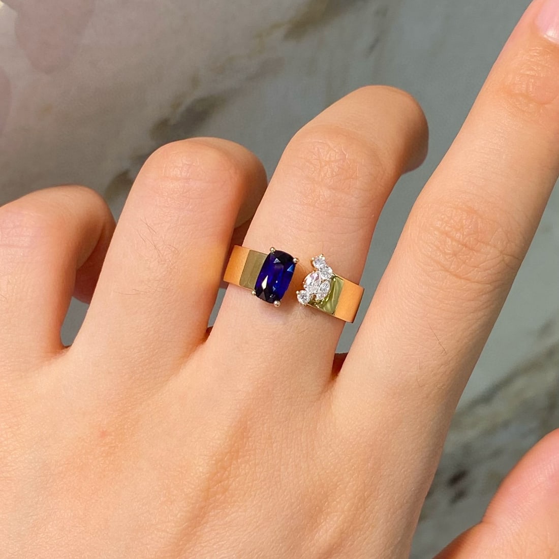 14k Gold 1.14 Ctw Natural Sapphire & Diamond Ring - 2