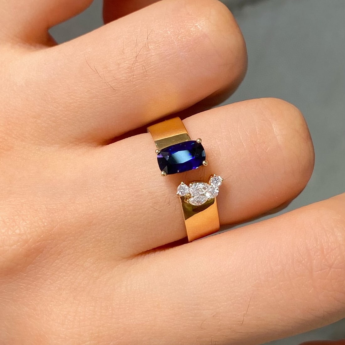 14k Gold 1.14 Ctw Natural Sapphire & Diamond Ring - 4