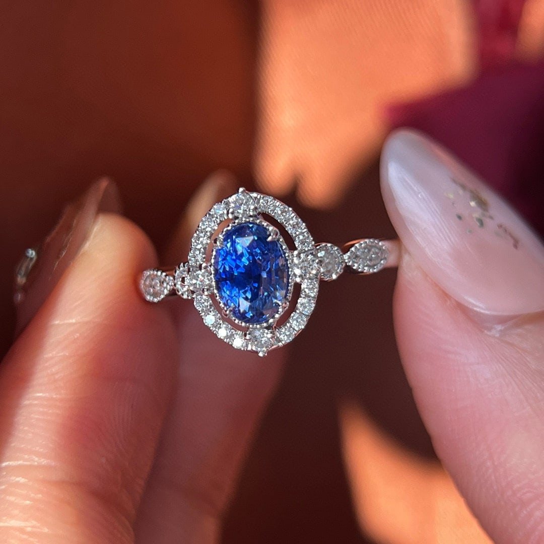 14k Gold 1.32 Ctw Natural Sapphire & Diamond Ring - 2