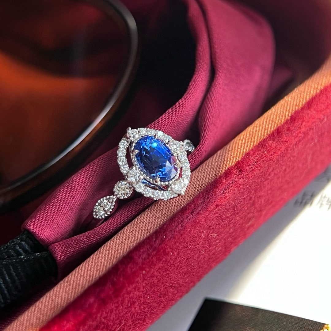 14k Gold 1.32 Ctw Natural Sapphire & Diamond Ring - 3