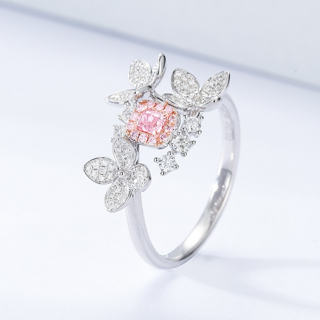 14k Gold 0.50 Ctw Natural Pink Diamond & Diamond Ring - 2