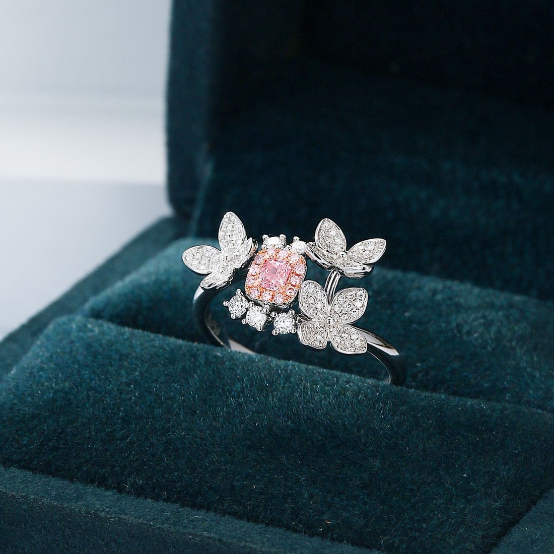 14k Gold 0.50 Ctw Natural Pink Diamond & Diamond Ring - 3