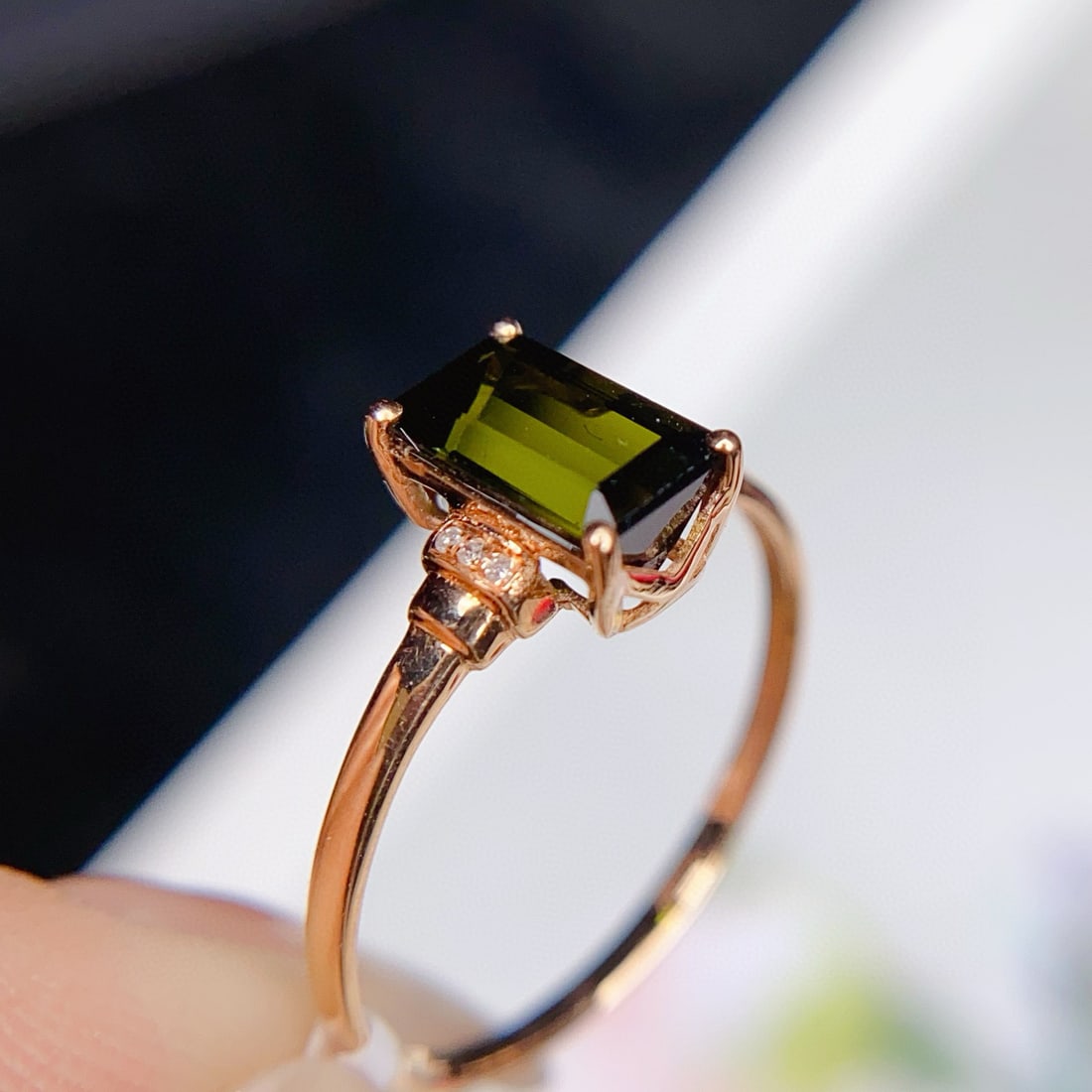 14k Gold 1.6 Ct Natural Tourmaline & Diamond Ring - 2