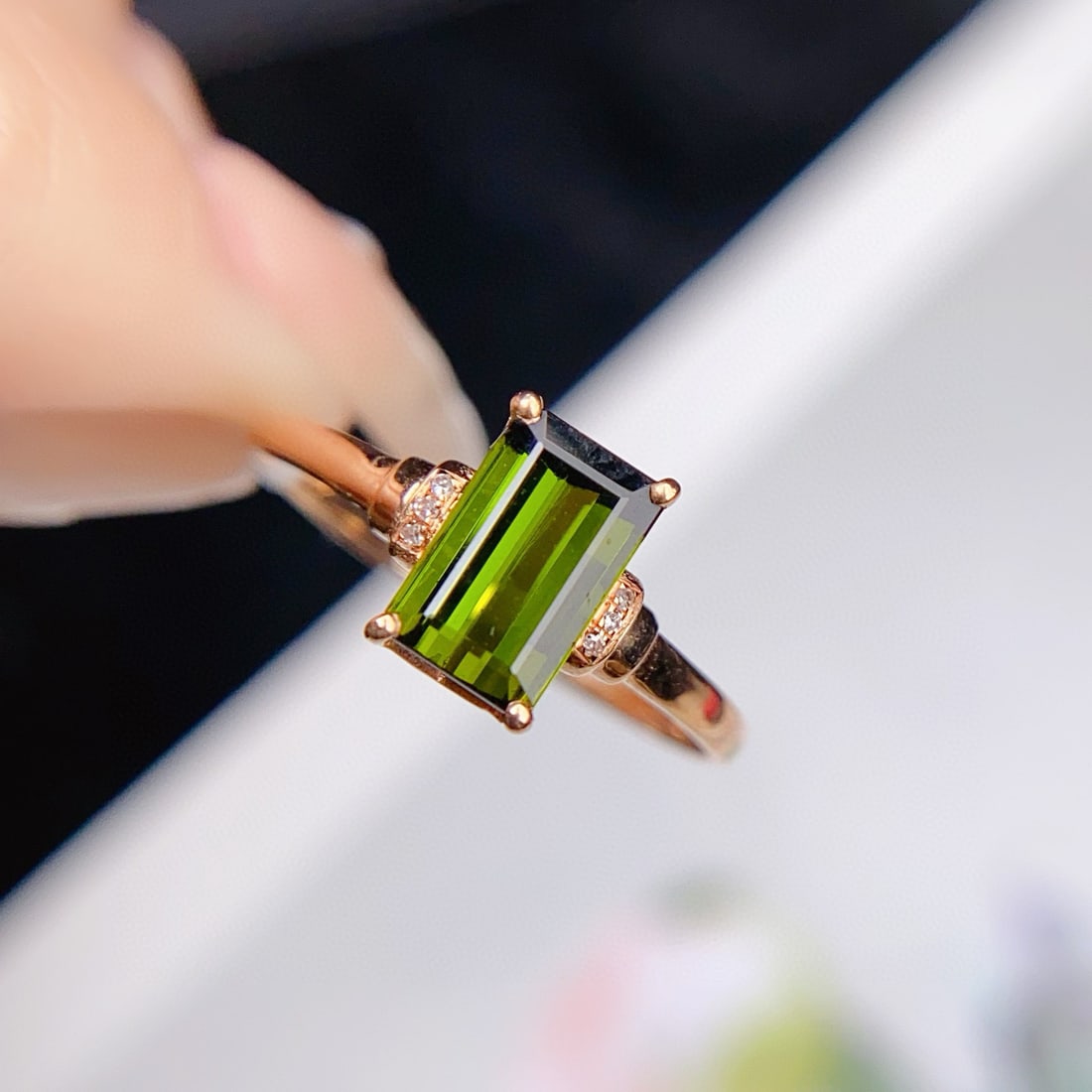 14k Gold 1.6 Ct Natural Tourmaline & Diamond Ring - 3