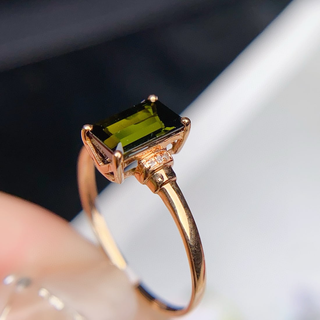 14k Gold 1.6 Ct Natural Tourmaline & Diamond Ring - 4