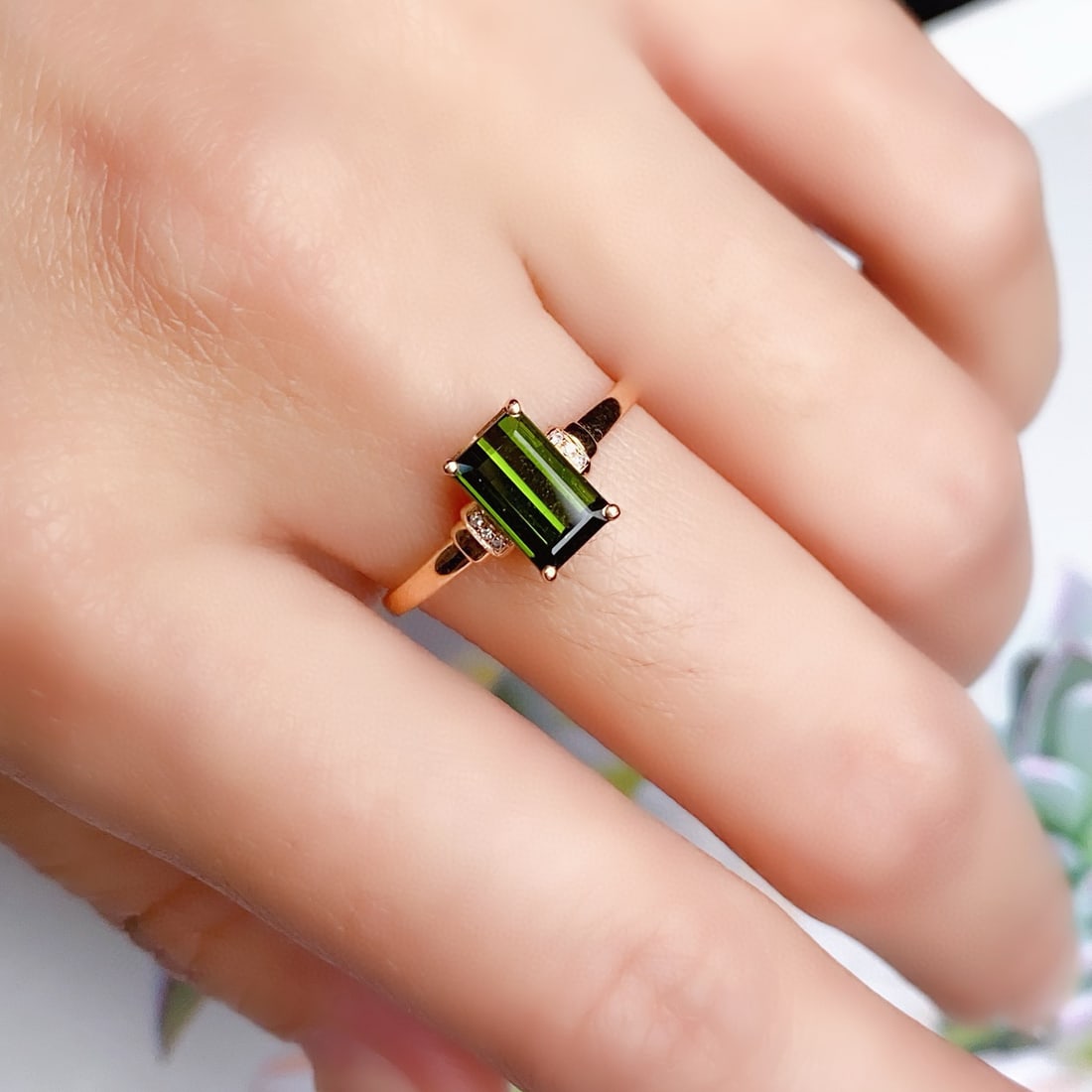 14k Gold 1.6 Ct Natural Tourmaline & Diamond Ring - 5