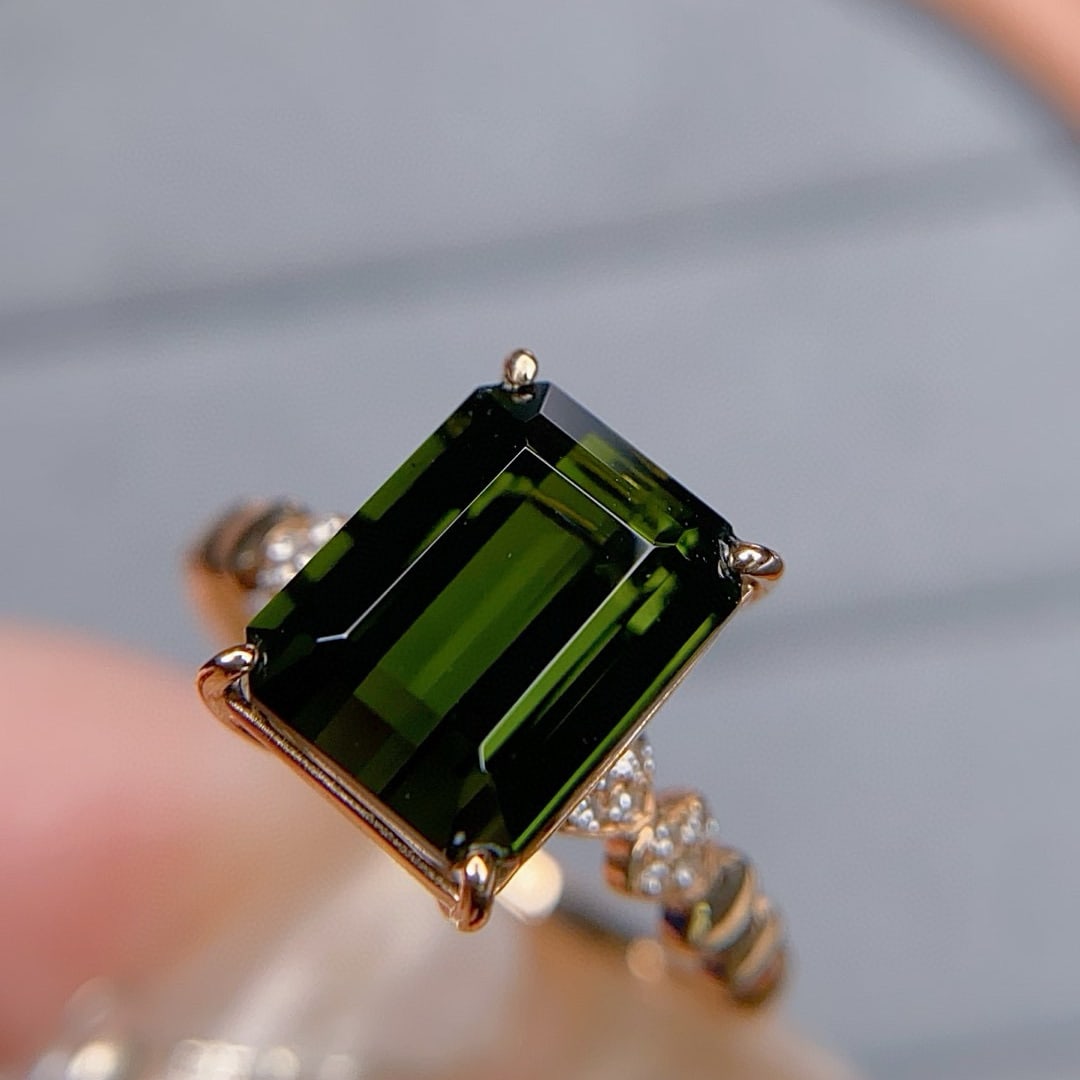 14k Gold 3.29 Ctw Natural Tourmaline & Diamond Ring - 4