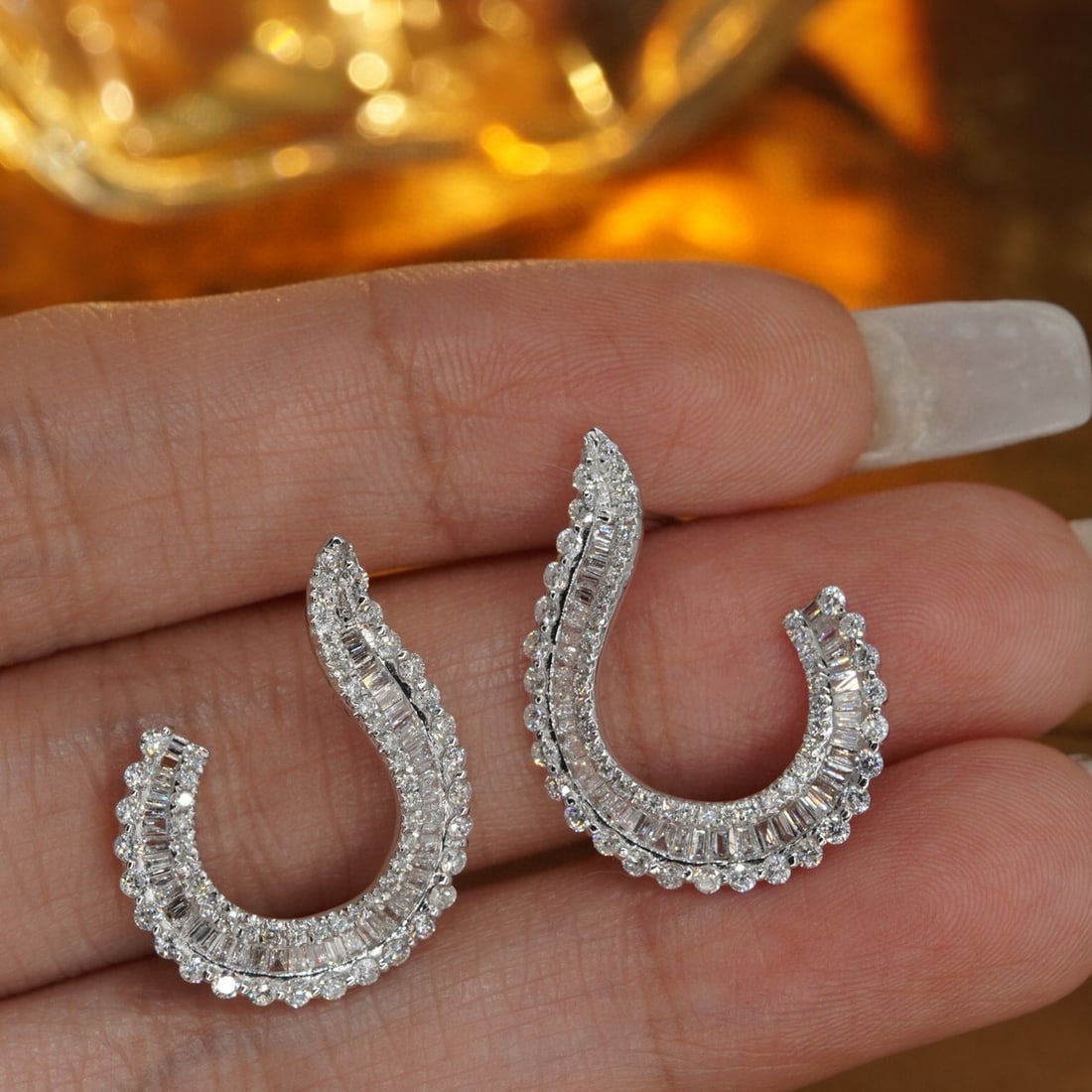 14k Gold 1.46 Ct Natural H Diamond Earrings - 3