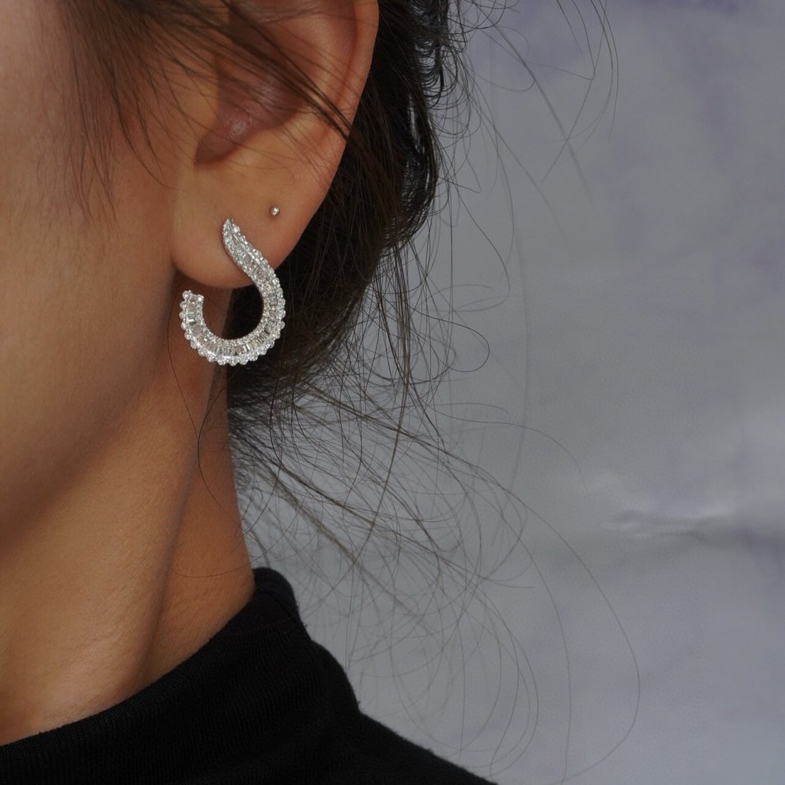 14k Gold 1.46 Ct Natural H Diamond Earrings - 5