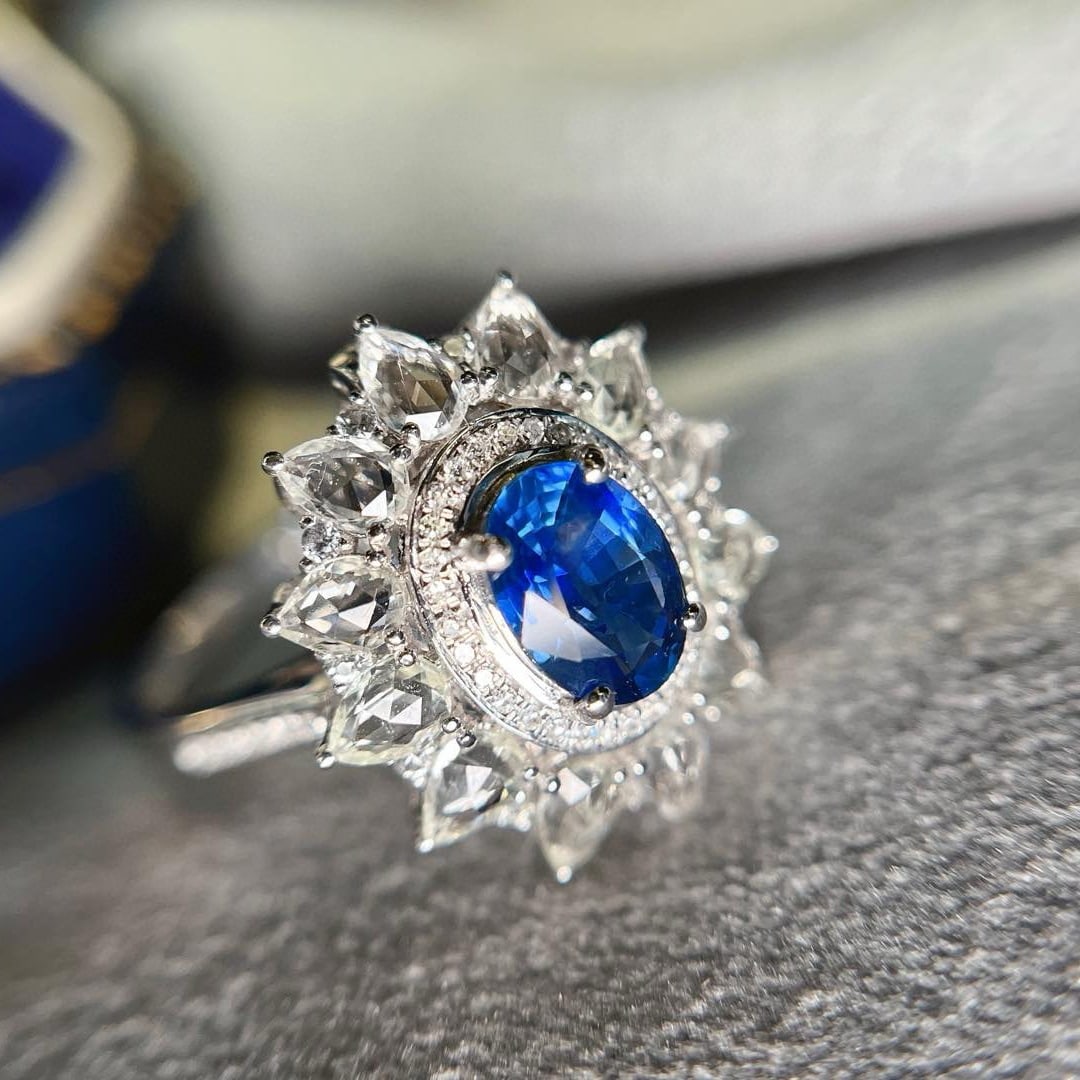 14k Gold 1.00 Ct Natural Sapphire & Diamond & Sapphire Ring/pendant( Without Chain ) - 2