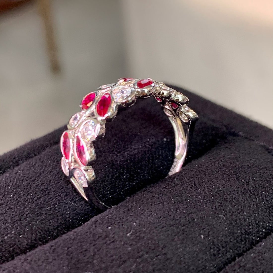 14k Gold 1.53 Ctw Natural Ruby & Diamond Ring: Ref:230948242 // gold content:14k gold // ring size:7. 25us // // main gemstone:ruby // shape:marquise // carat weight:0. 82ct // color:red // treatment:natural // // adjacent gemstone 2 : diamond