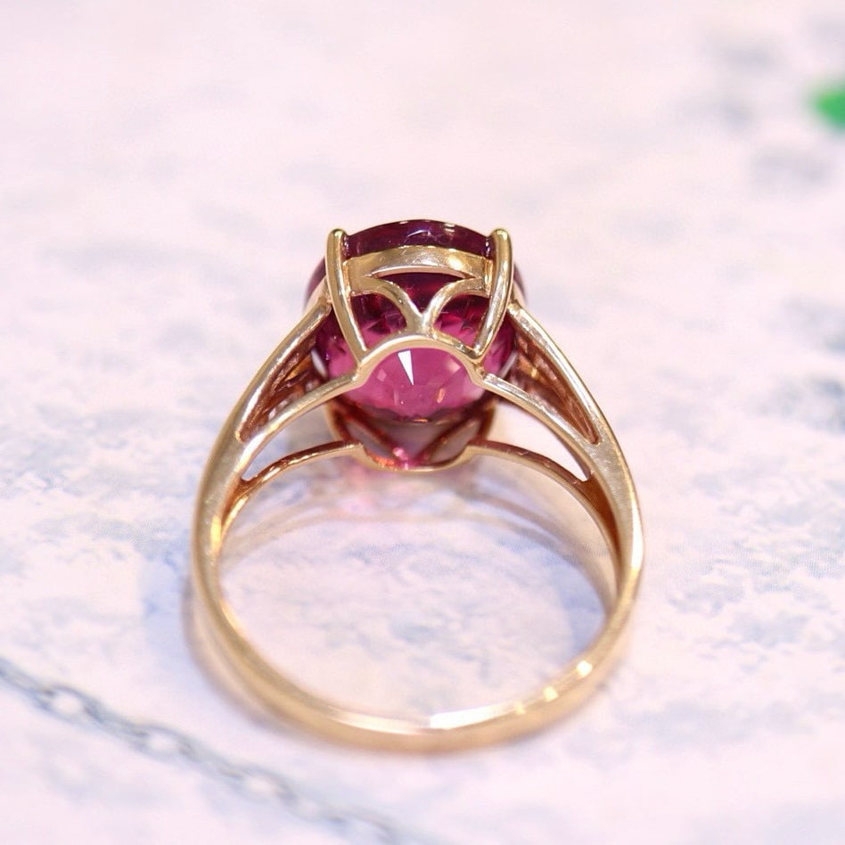 14k Gold 5.82 Ct Natural Tourmaline & Diamond Ring - 4