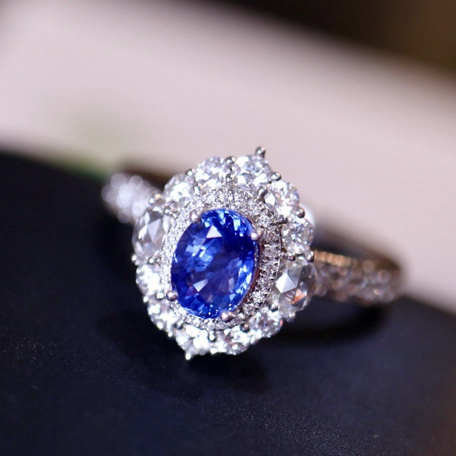 14k Gold 1.02 Ct Natural Sapphire & Diamond Ring (1 of 6)