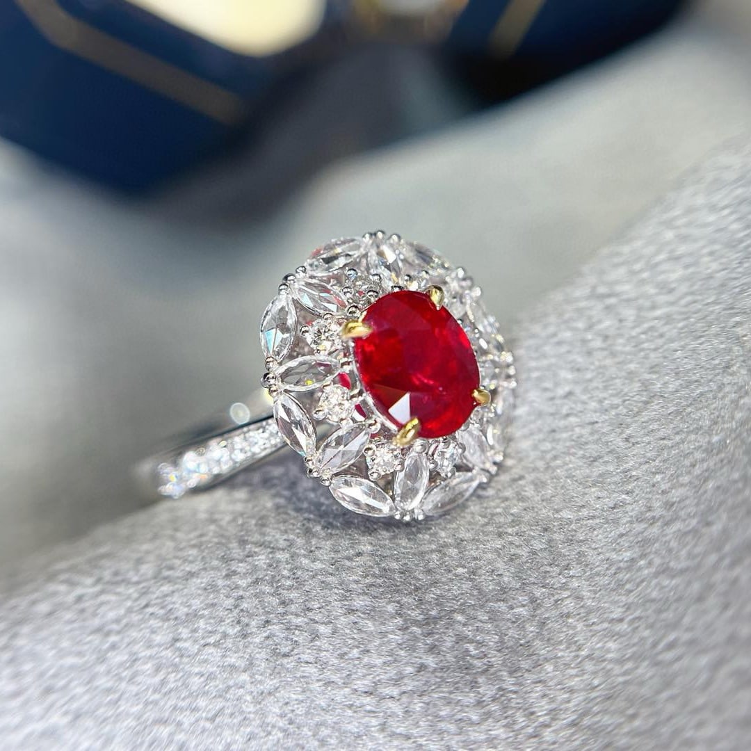 14k Gold 1.10 Ct Natural Ruby & Diamond Ring - 4