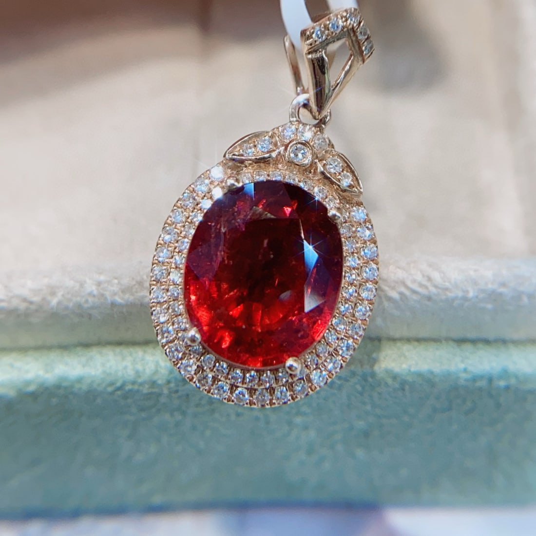 14k Gold 3.1 Ct Natural Tourmaline & Diamond Pendant( Without Chain ) (1 of 4)