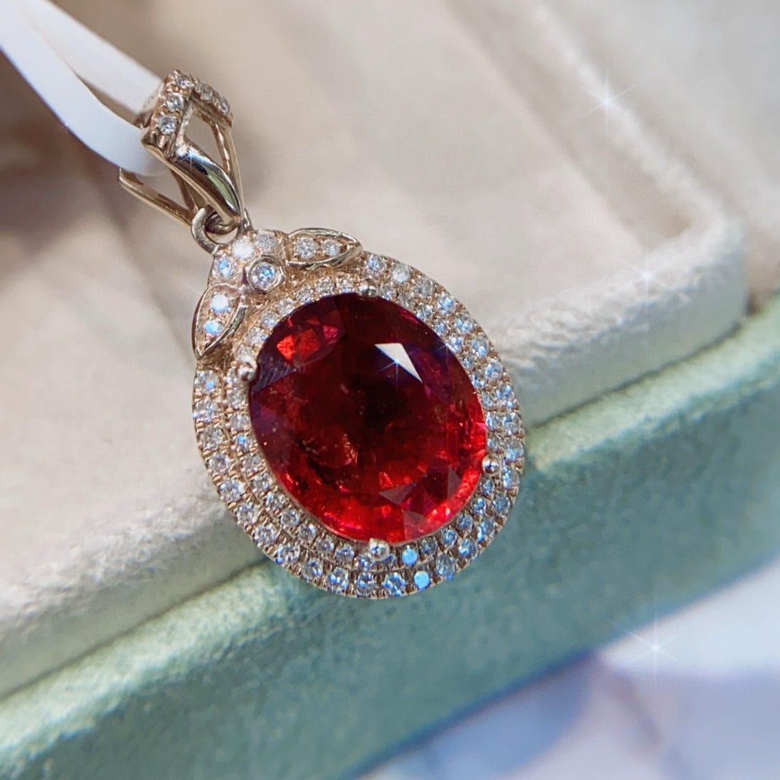 14k Gold 3.1 Ct Natural Tourmaline & Diamond Pendant( Without Chain ) - 2