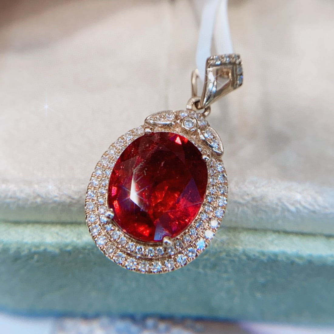 14k Gold 3.1 Ct Natural Tourmaline & Diamond Pendant( Without Chain ) - 3