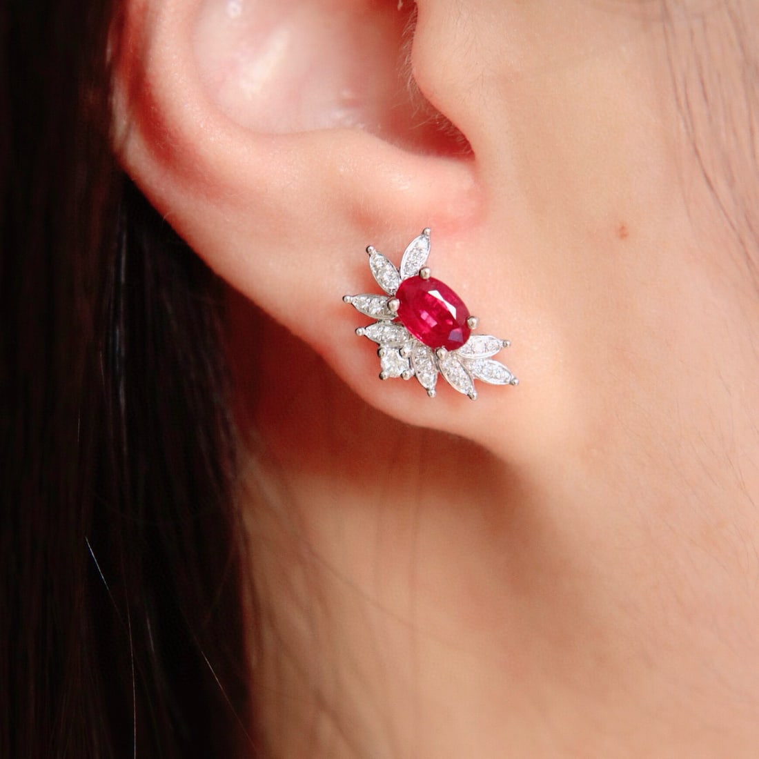 14k Gold 1.41 Ctw Natural Ruby & Diamond Earrings (1 of 4)