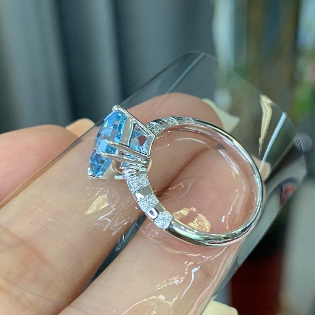 14k Gold 2.99 Ctw Natural Aquamarine & Diamond Ring - 3