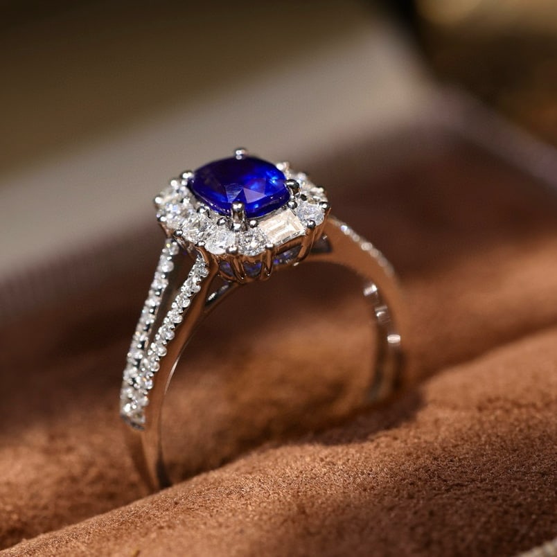 14k Gold 1.72 Ctw Natural Sapphire & Diamond Ring - 3