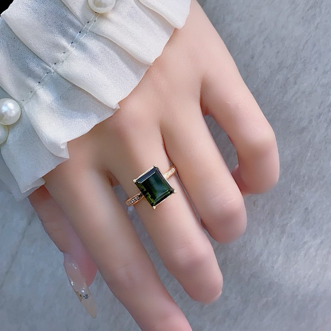 14k Gold 3.95 Ctw Natural Tourmaline & Diamond Ring - 2