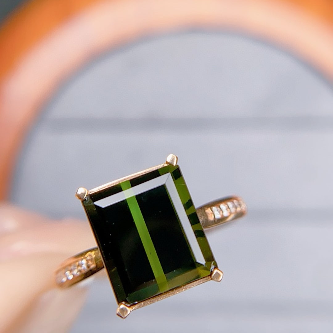 14k Gold 3.95 Ctw Natural Tourmaline & Diamond Ring - 3