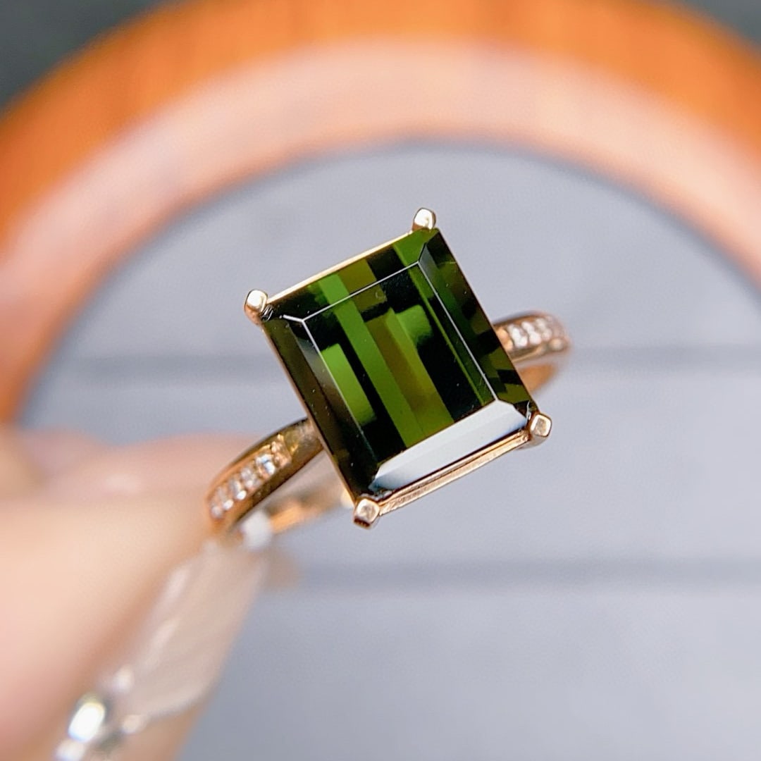 14k Gold 3.95 Ctw Natural Tourmaline & Diamond Ring - 4