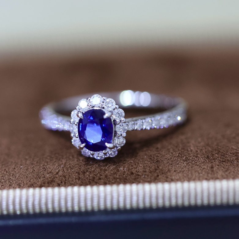 14k Gold 1.14 Ctw Natural Sapphire & Diamond Ring - 4