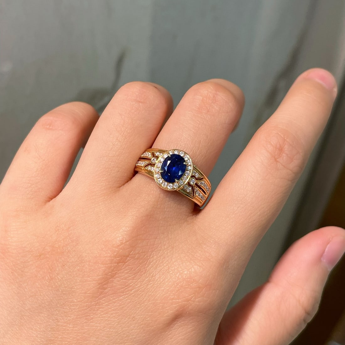 14k Gold 1.26 Ctw Natural Sapphire & Diamond Ring - 2