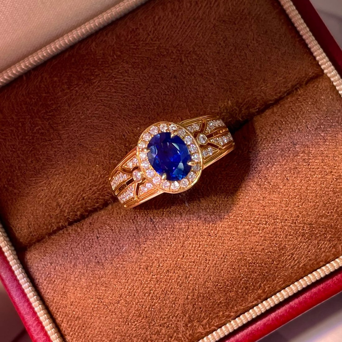 14k Gold 1.26 Ctw Natural Sapphire & Diamond Ring - 4