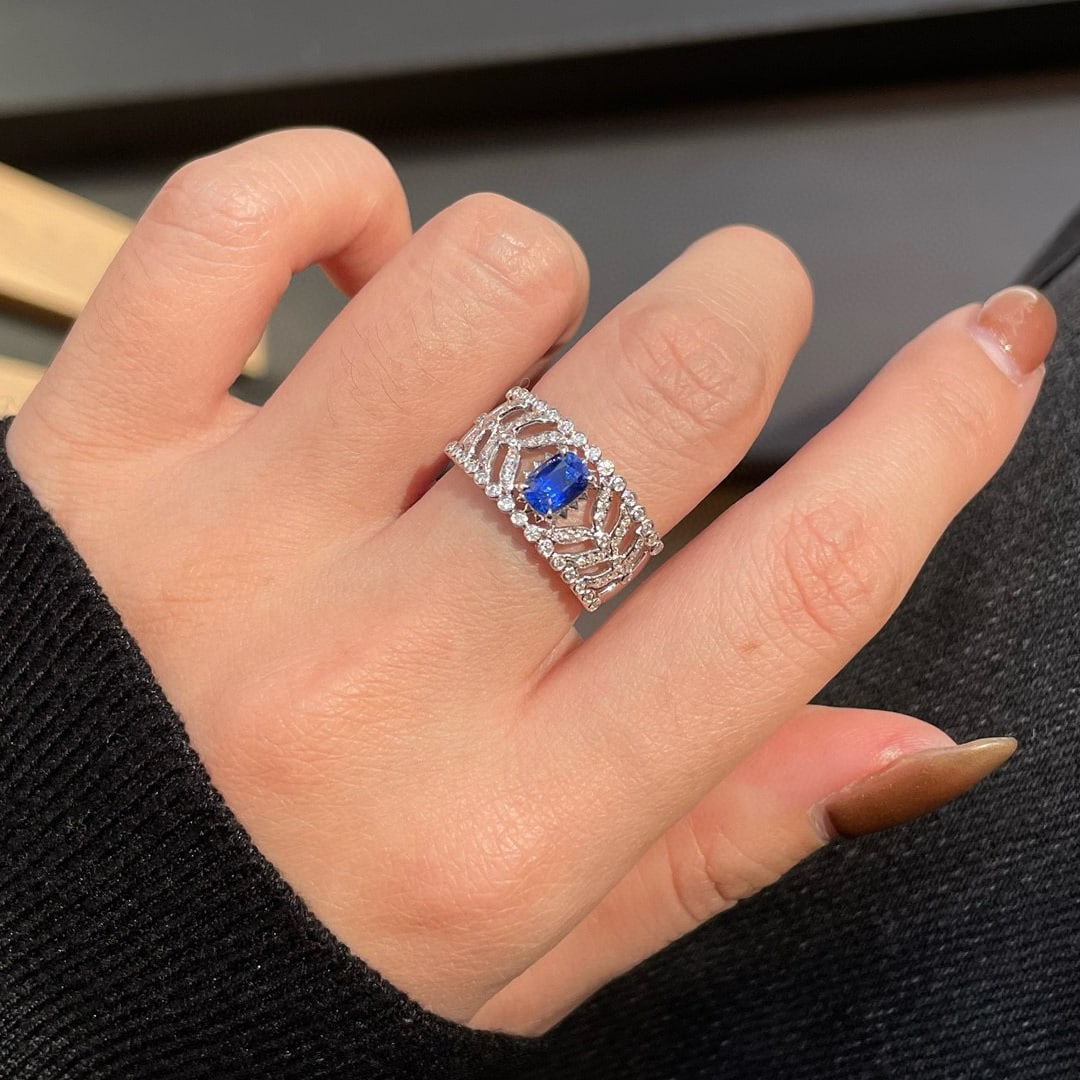 14k Gold 1.09 Ctw Natural Sapphire & Diamond Ring - 3