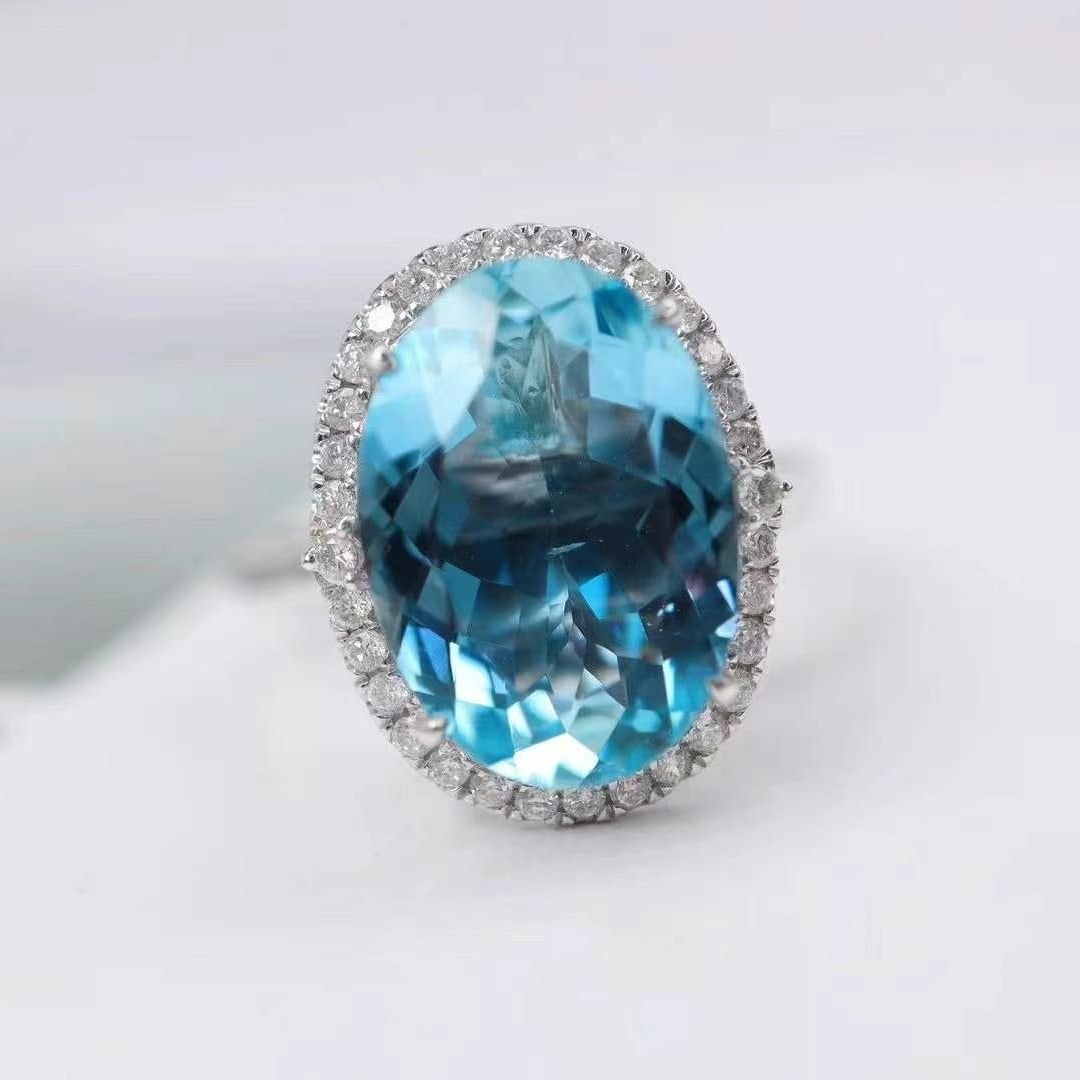 14k Gold 4.58 Ctw Natural Aquamarine & Diamond Ring/pendant( Without Chain ) - 7