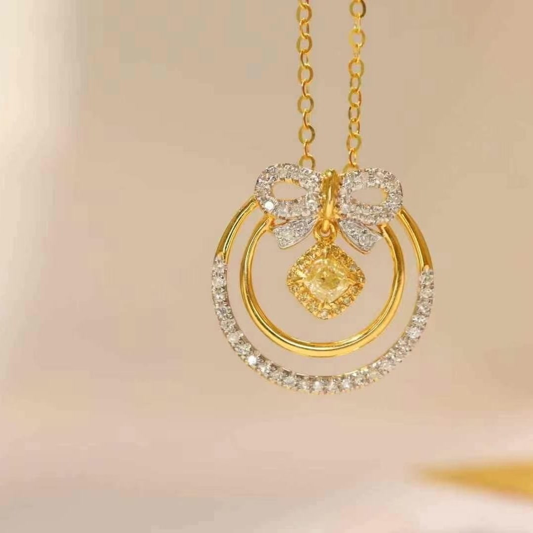 14k Gold 0.77 Ct Natural Color Diamond Necklace - 5