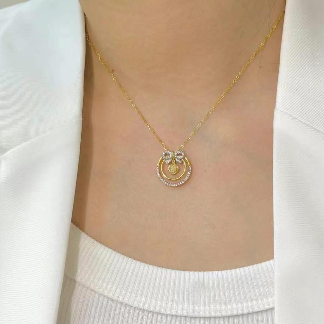 14k Gold 0.77 Ct Natural Color Diamond Necklace - 7