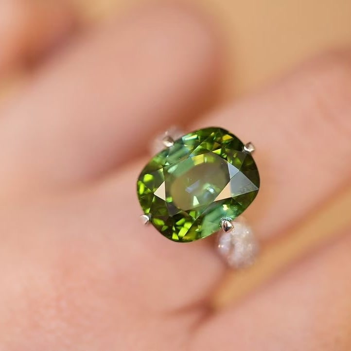 14k Gold 13.8 Ct Natural Tourmaline & Diamond Ring - 2