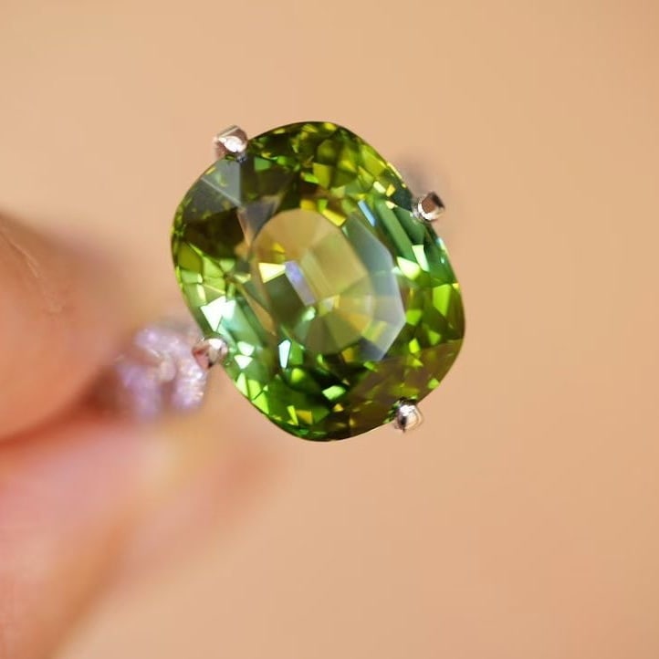 14k Gold 13.8 Ct Natural Tourmaline & Diamond Ring - 7