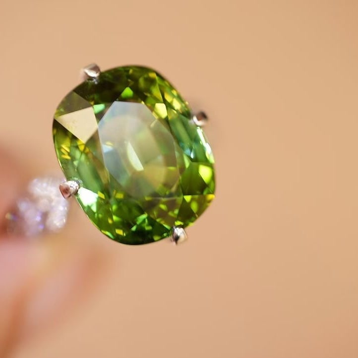 14k Gold 13.8 Ct Natural Tourmaline & Diamond Ring - 8