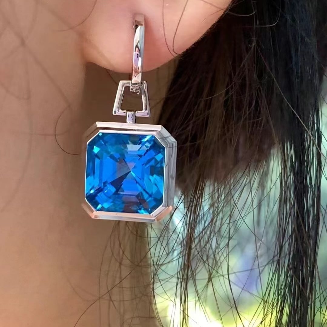 14k Gold 22.12 Ct Natural Topaz Earrings - 3