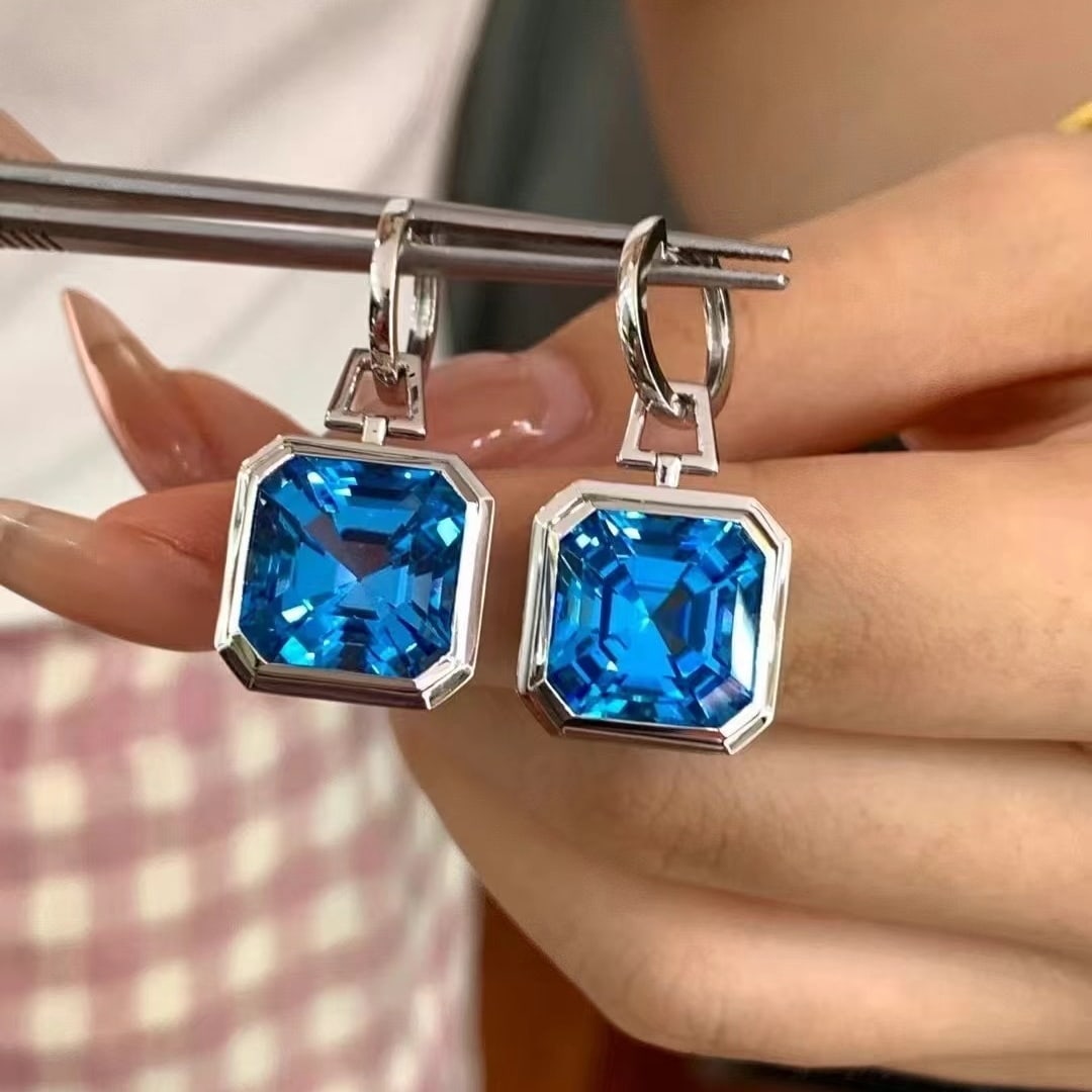 14k Gold 22.12 Ct Natural Topaz Earrings - 4