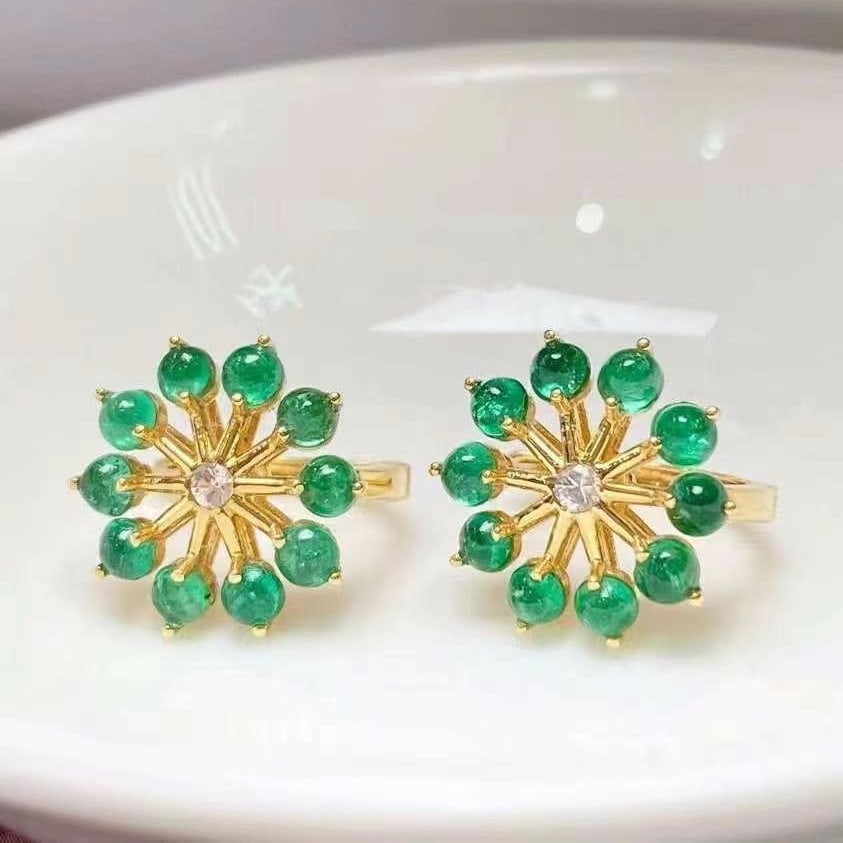 14k Gold 2.20 Ct Natural Emerald & Sapphire Earrings (1 of 7)