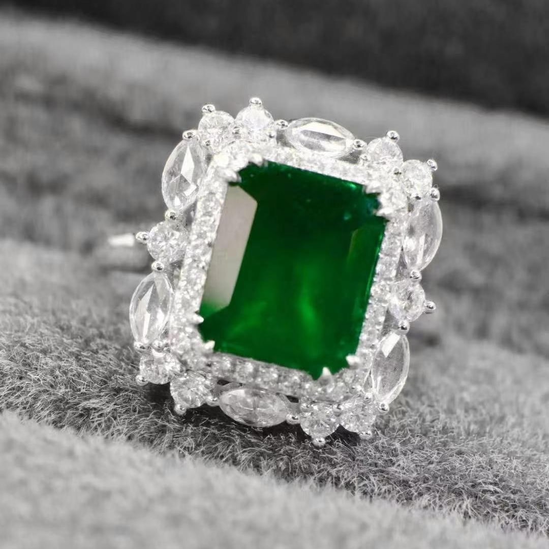 14k Gold 2.64 Ctw Vivid Green Natural Emerald & Diamond Ring/pendant( Without Chain ) - 2