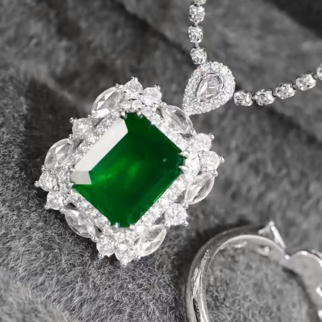 14k Gold 2.64 Ctw Vivid Green Natural Emerald & Diamond Ring/pendant( Without Chain ) - 4