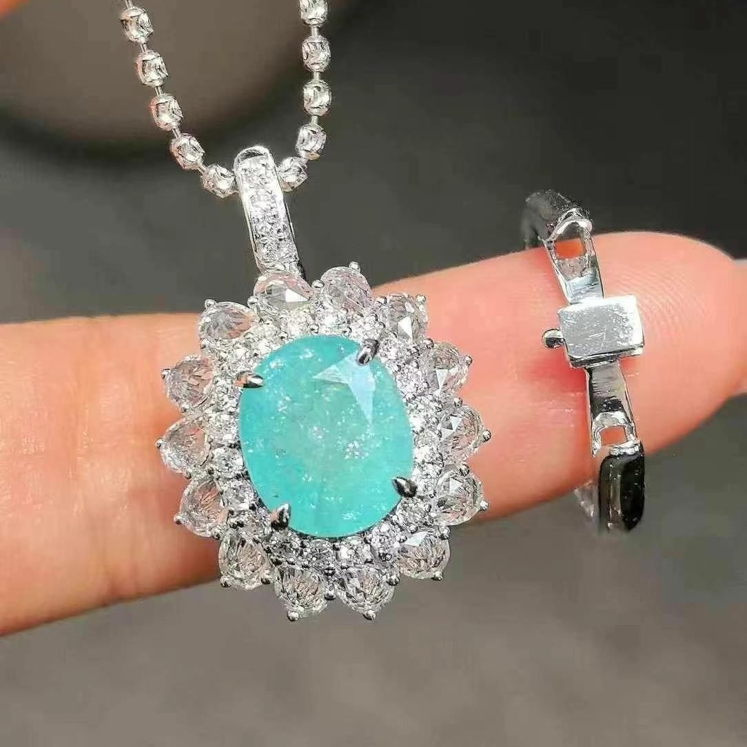 14k Gold 4.24 Ctw Natural Paraiba Tourmaline & Sapphire Ring/pendant( Without Chain ) - 3