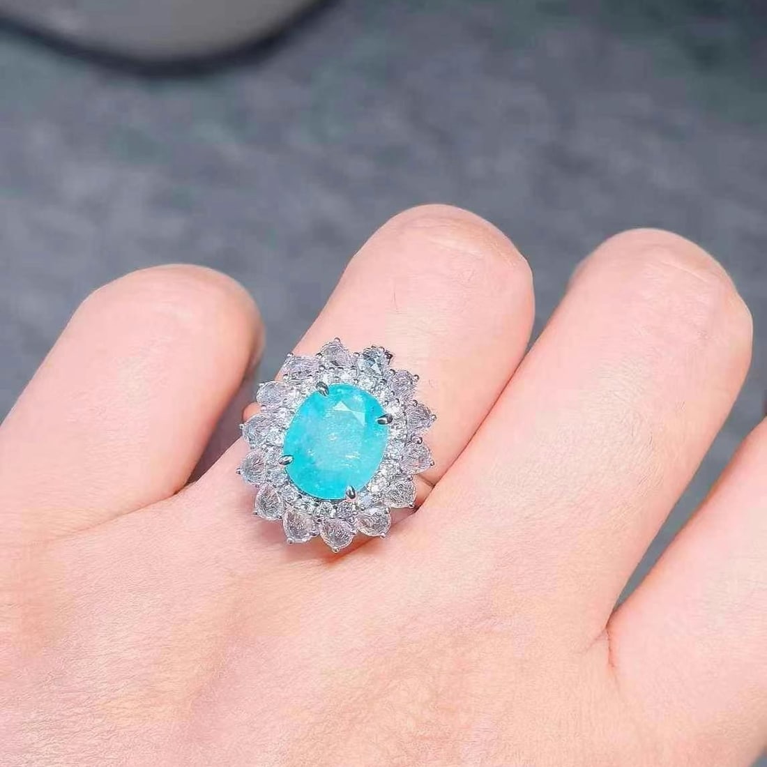 14k Gold 4.24 Ctw Natural Paraiba Tourmaline & Sapphire Ring/pendant( Without Chain ) - 4