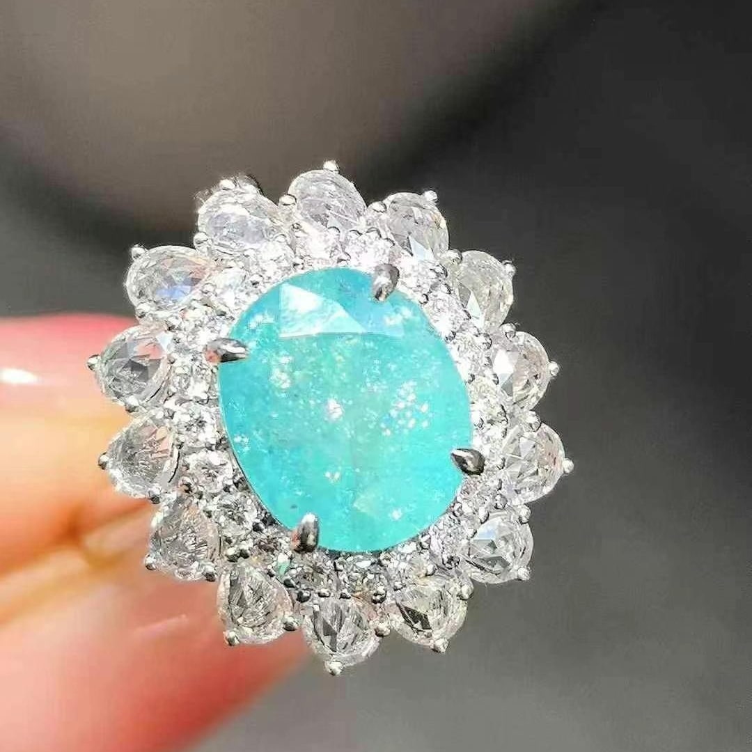 14k Gold 4.24 Ctw Natural Paraiba Tourmaline & Sapphire Ring/pendant( Without Chain ) - 5