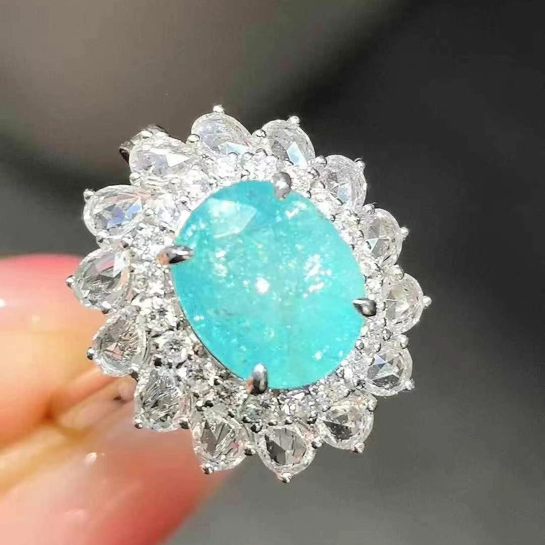 14k Gold 4.24 Ctw Natural Paraiba Tourmaline & Sapphire Ring/pendant( Without Chain ) - 6
